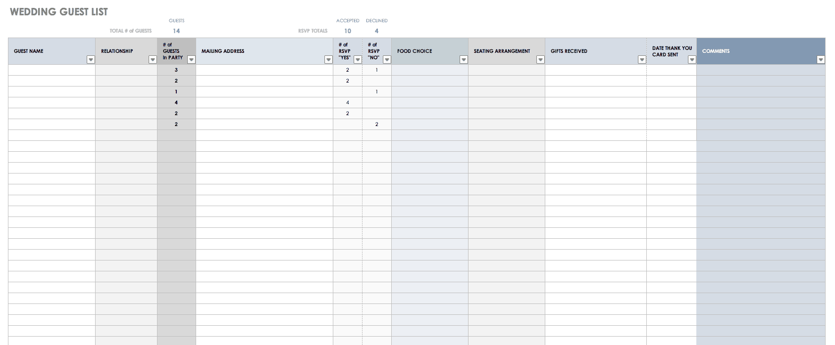 Wedding Guest List Template Excel from www.smartsheet.com