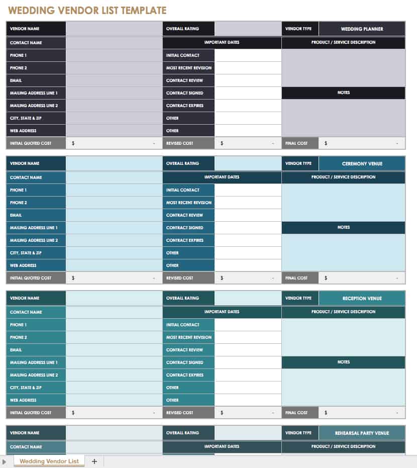 Preferred Supplier List Template Excel