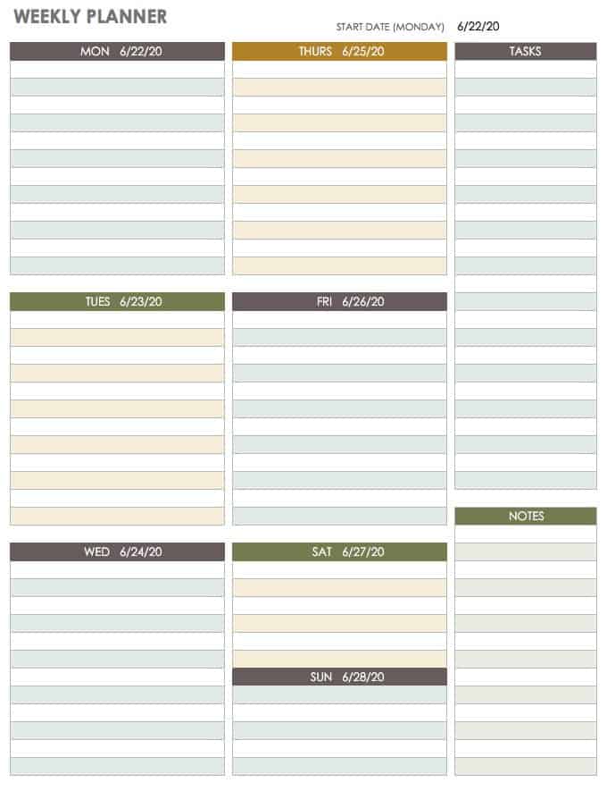 Free Weekly Calendar Planner Template