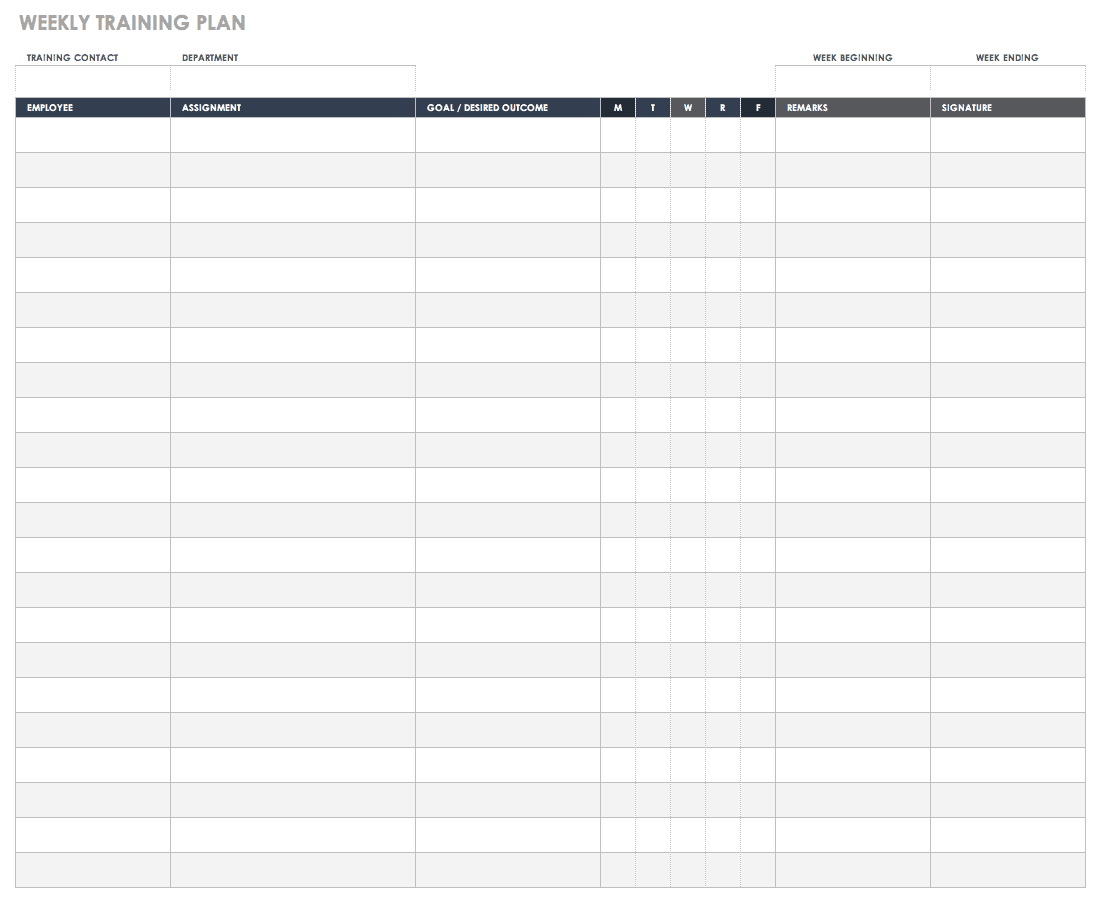 Free Training Plan Templates for Business Use  Smartsheet Intended For Mechanics Job Card Template