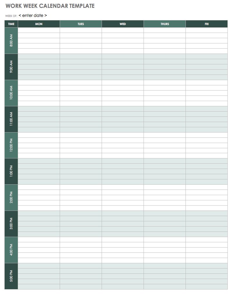 Weekly Schedule With Times Template from www.smartsheet.com