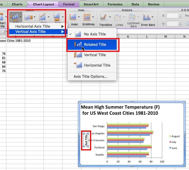 How to change the title position on Excel chart