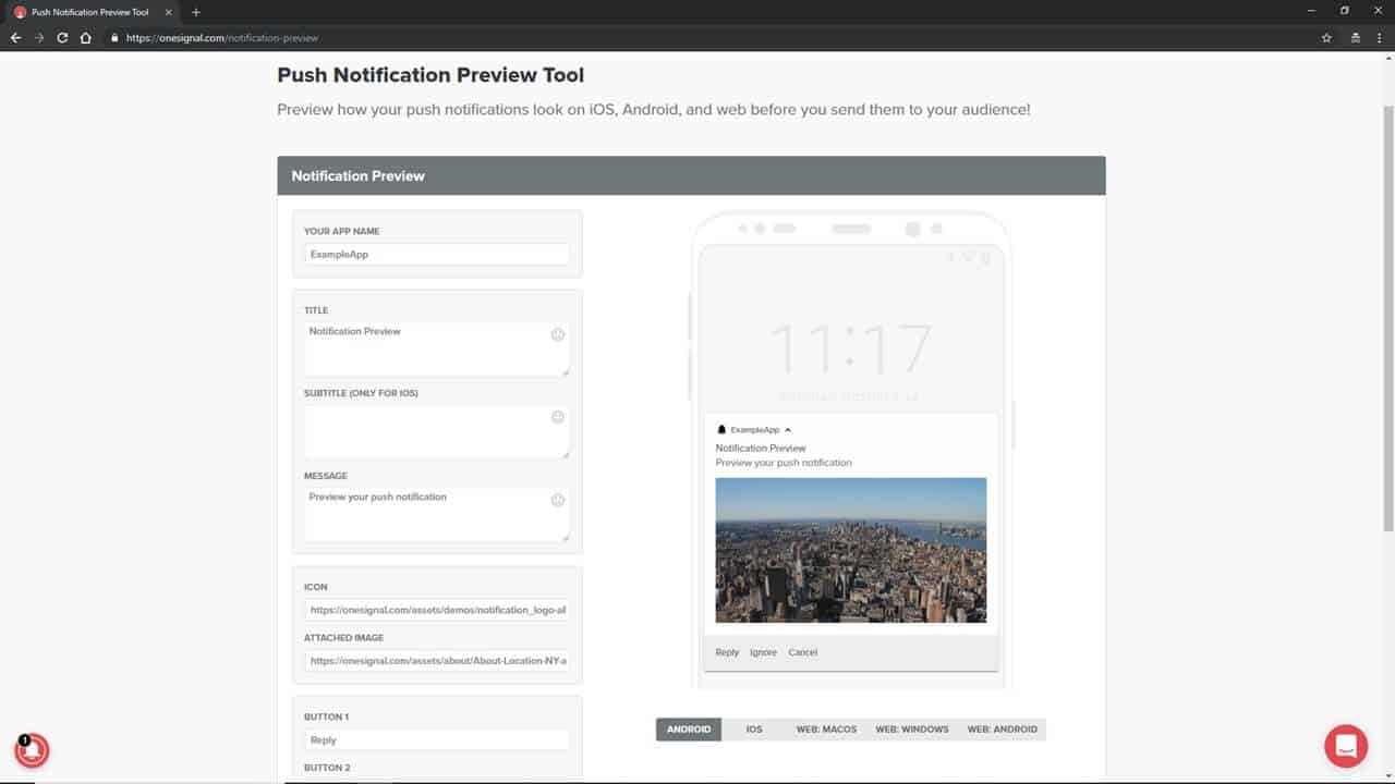 push notifications android preview