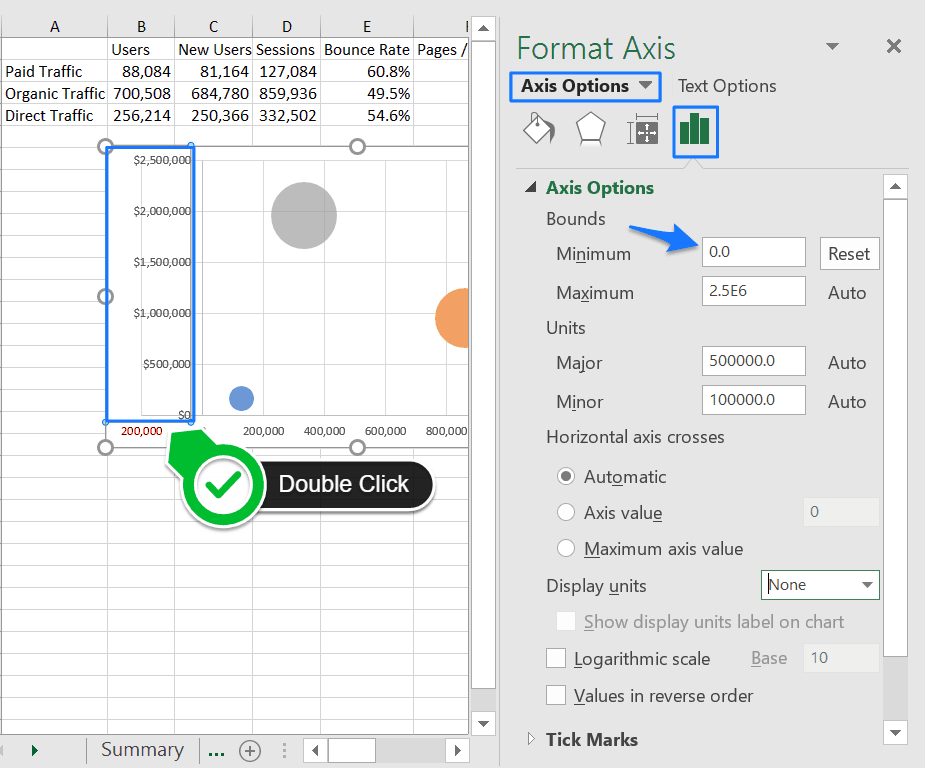 Excel Bubble Chart Non Numeric Axis