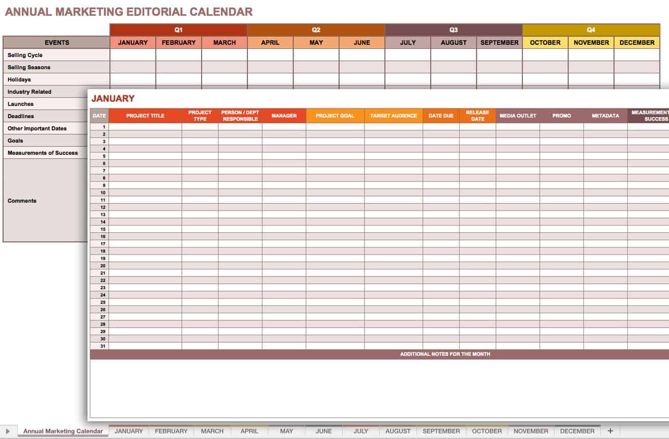 business planning calendar template