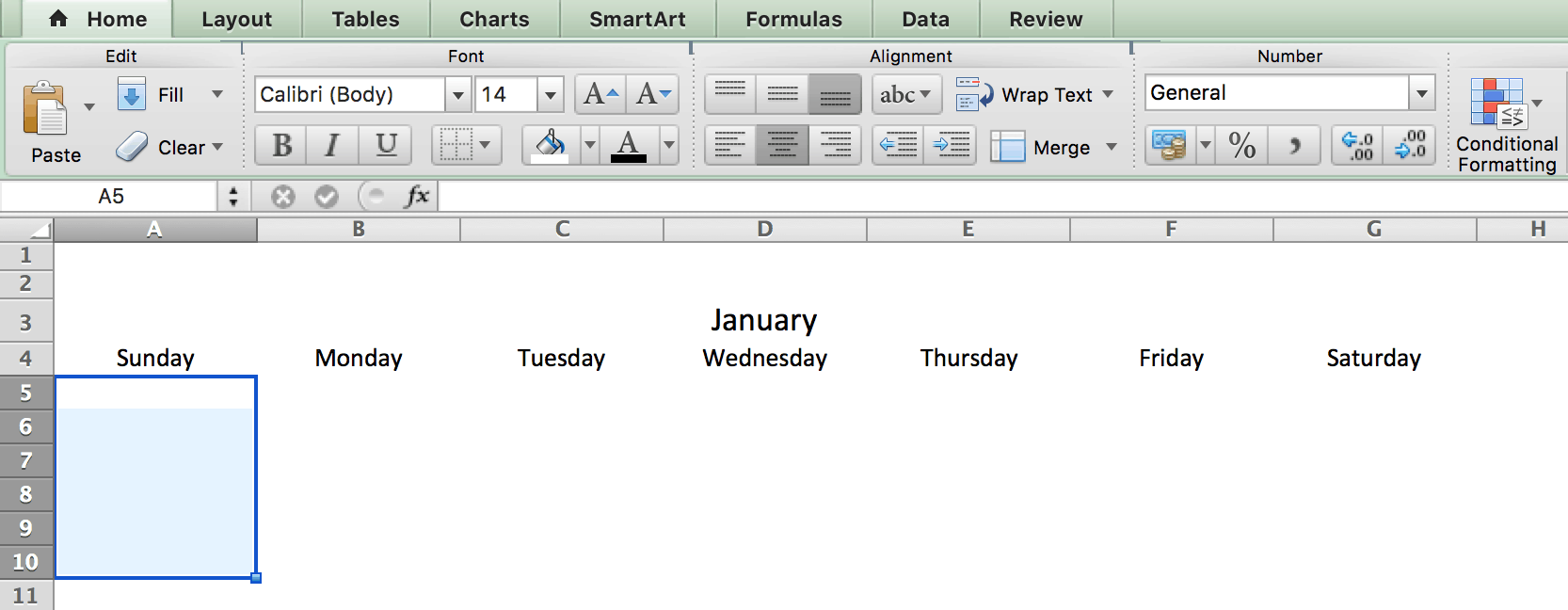 Add Border - Calendar in Excel