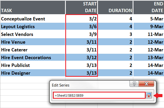 How To Change Date In Gantt Chart In Excel