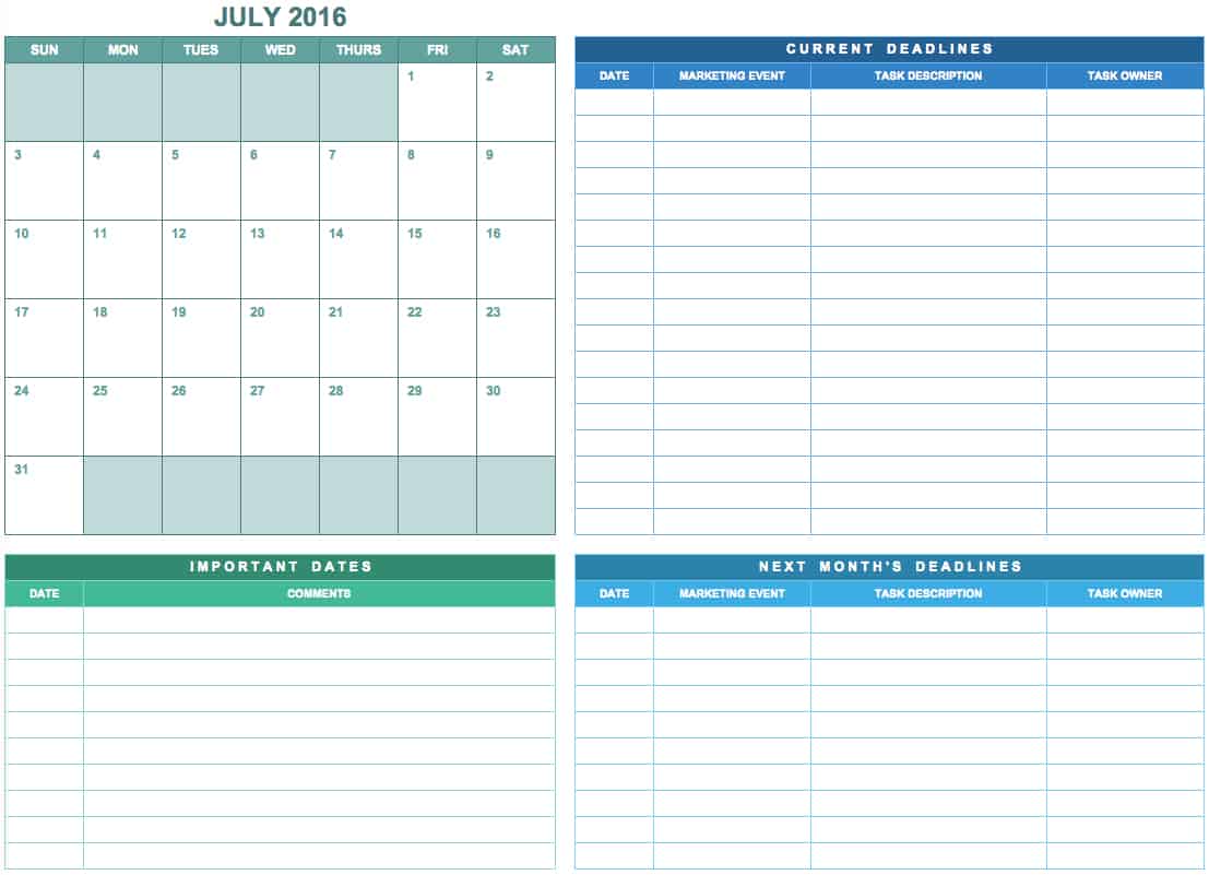 9 Free Marketing Calendar Templates for Excel Smartsheet