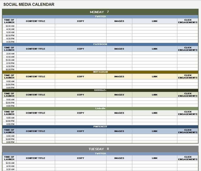 Social Media Timeline Template from www.smartsheet.com