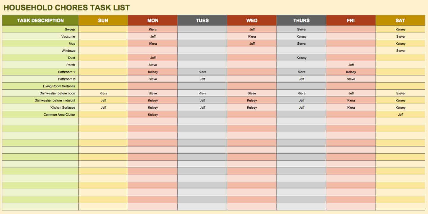 Daily Task List Template Word