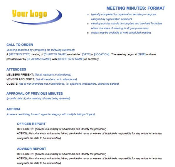 Template For Meeting Minutes In Word from www.smartsheet.com