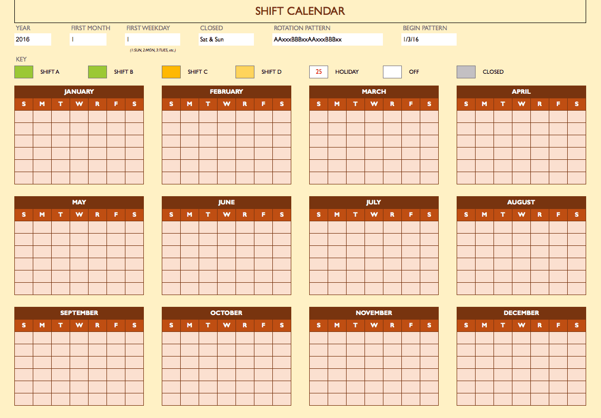 excel template shift schedule