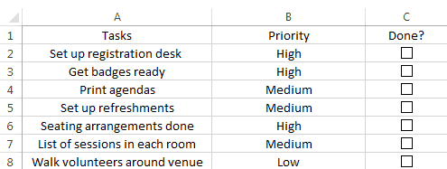 Checkboxes in Excel