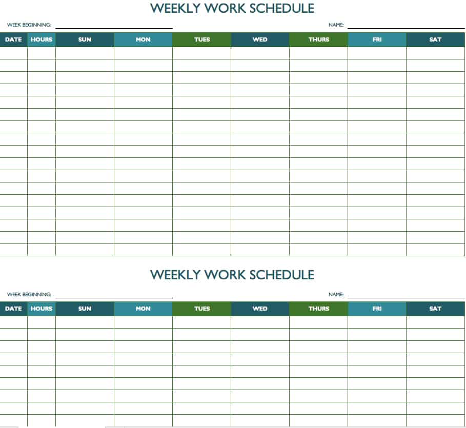 Free Weekly Schedule Templates For Excel  Smartsheet