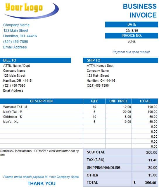 Free Excel Invoice Templates Smartsheet