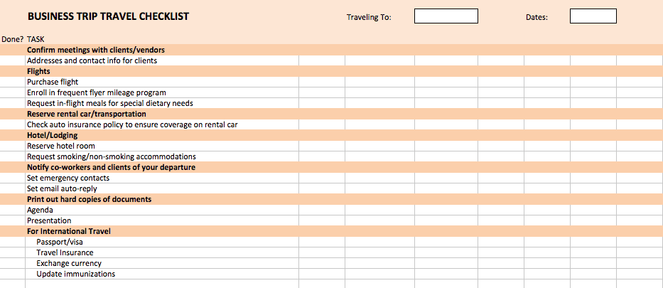 Business trip template
