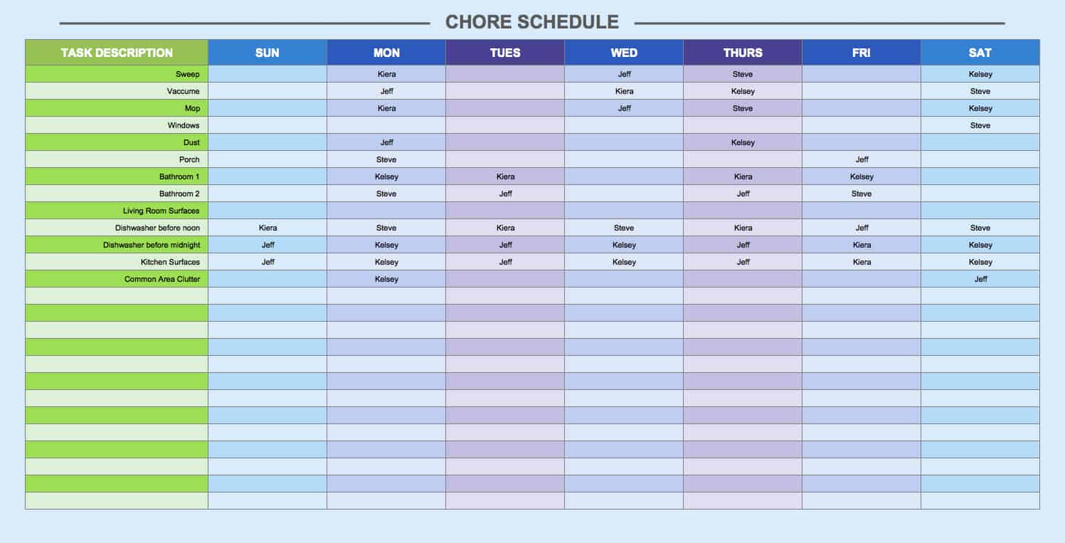 Chore Schedule Template