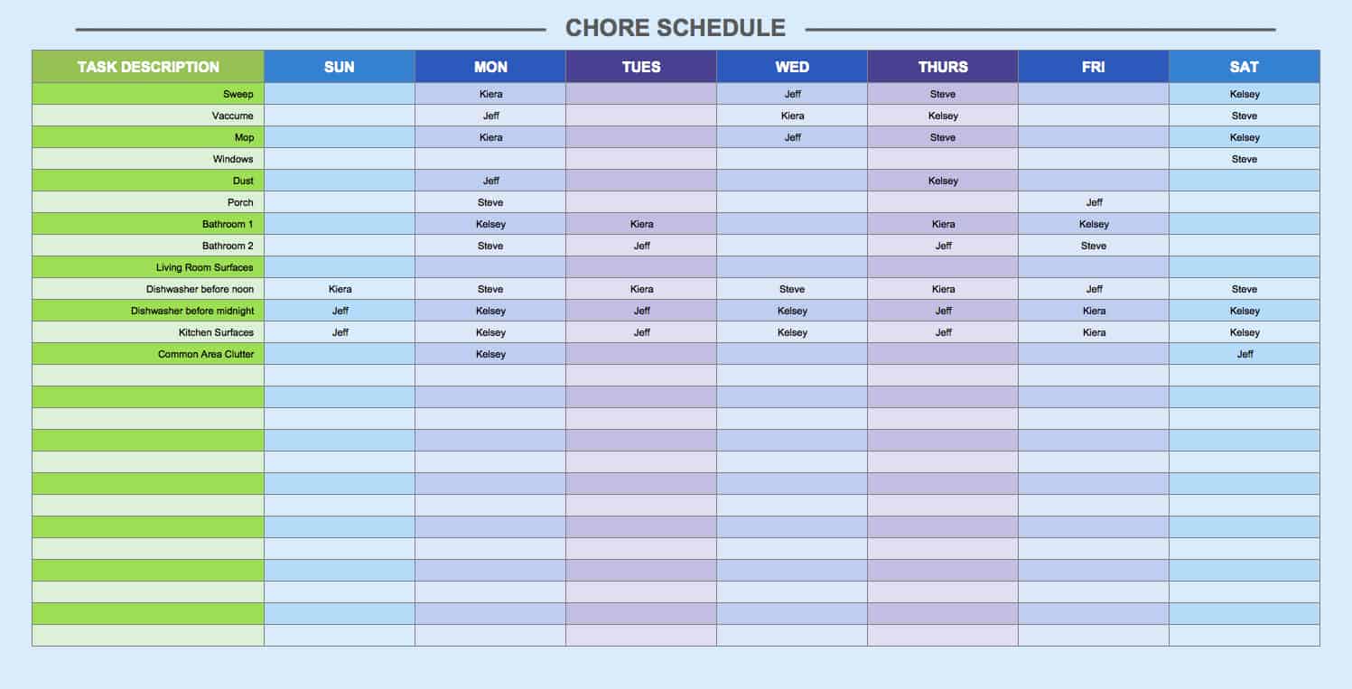 Microsoft Office Schedule Template