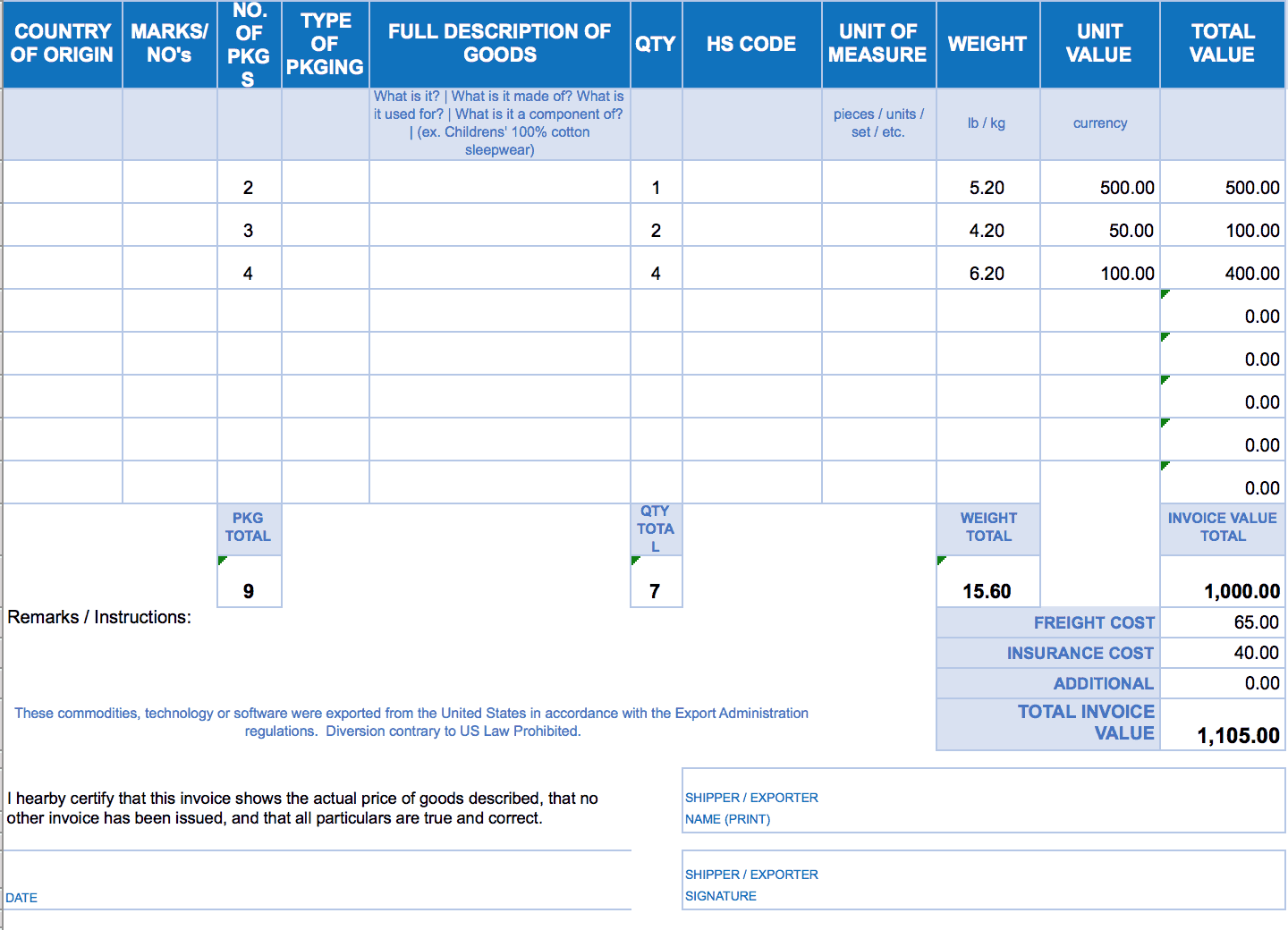 Proforma Invoice Format In Excel Sheet Free Download from www.smartsheet.com