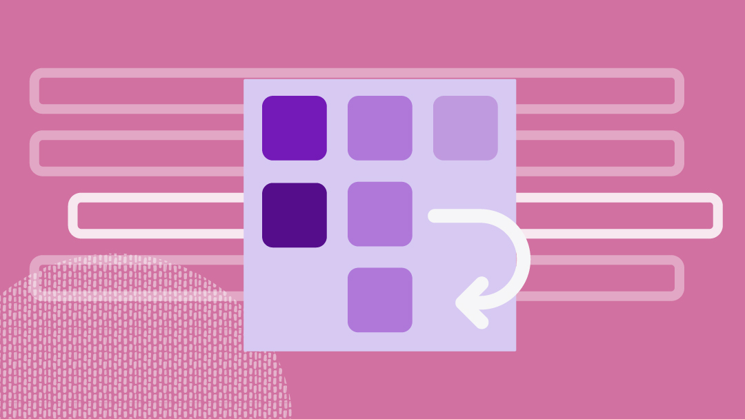 Purple gradient shifting tiles organized into three columns