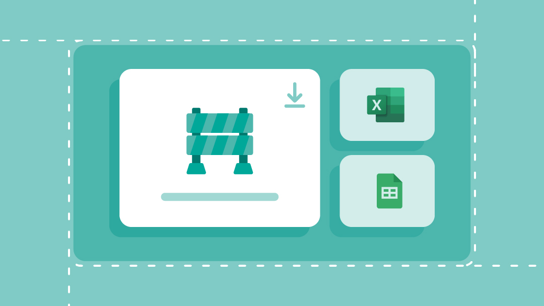 Template download icons for Google Slides, Google Sheets, and Excel.