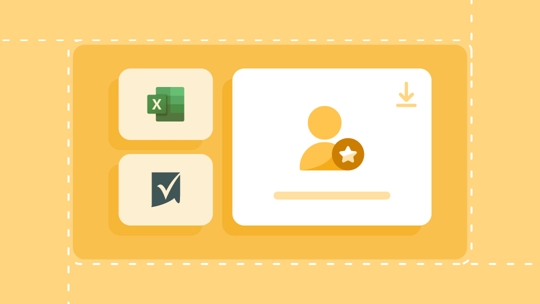Template payroll download icons with Smartsheet, Microsoft Excel, and an employee building pass