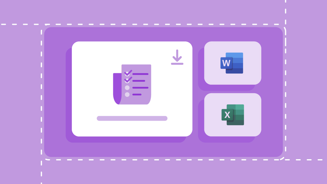 Template download icons for Adobe Acrobat, Microsoft Word, and a checklist