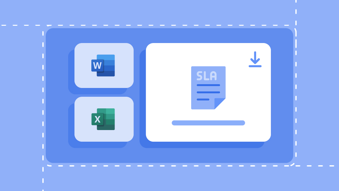 A service level agreement, plus template download icons for Microsoft Word and Excel.
