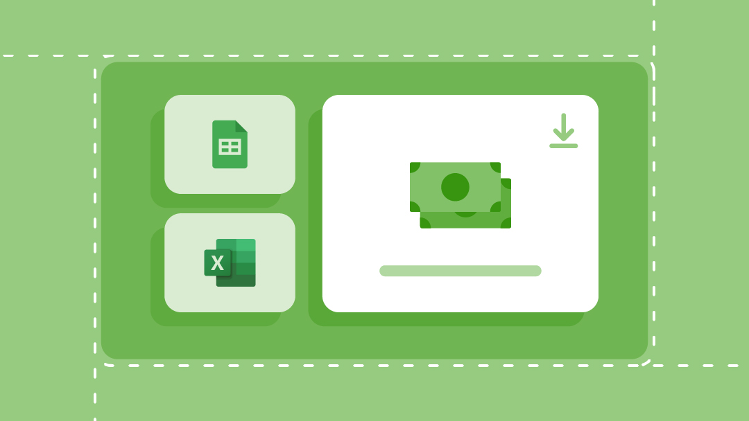 Template download icons for Microsoft Excel and Google Sheets