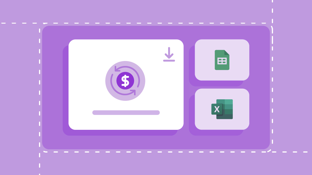 An icon for a sales cycle, plus template download icons for Excel and Google Sheets.