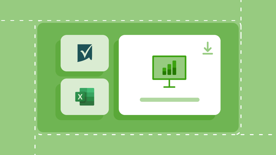 A backpack, an organizational chart, and a template download icon for Smartsheet.
