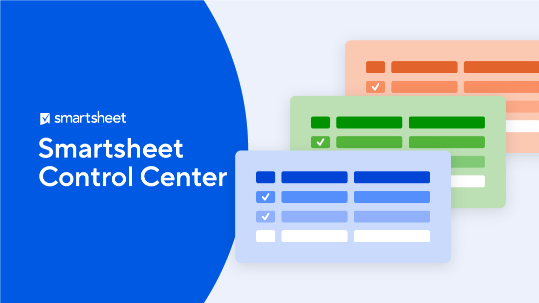 Group of three checklist widgets with Smartsheet Control Center copy on image