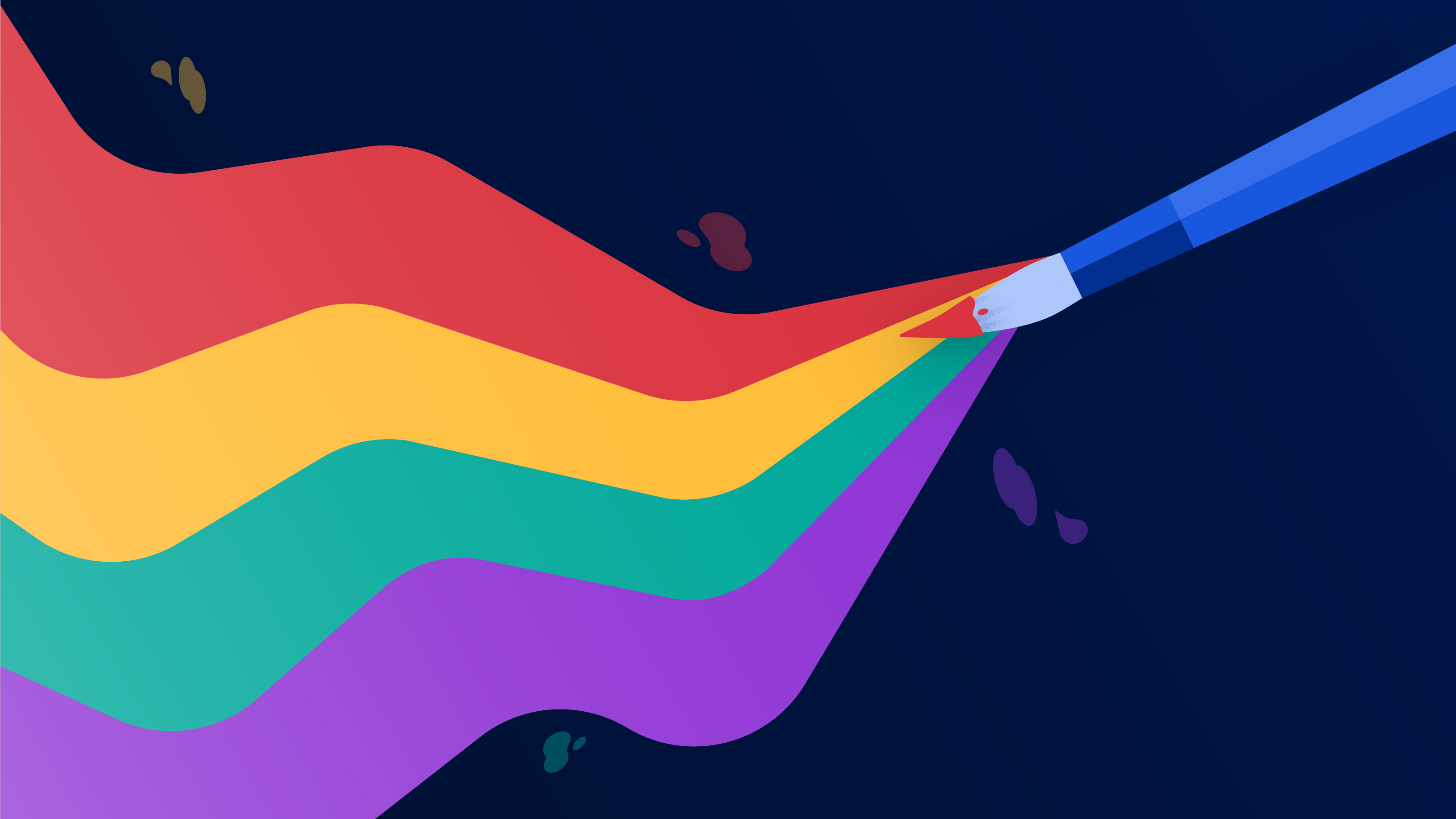Paintbrush moving across image creating a rainbow of paint to symbolize creativity