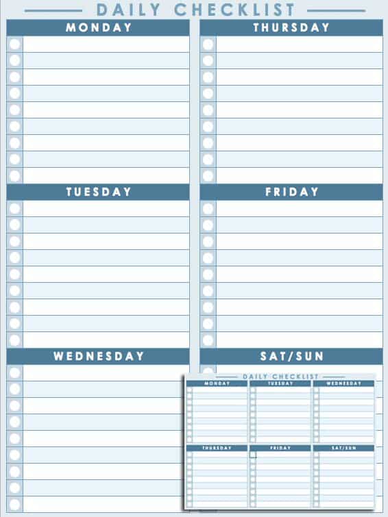 Daily Checklist Template