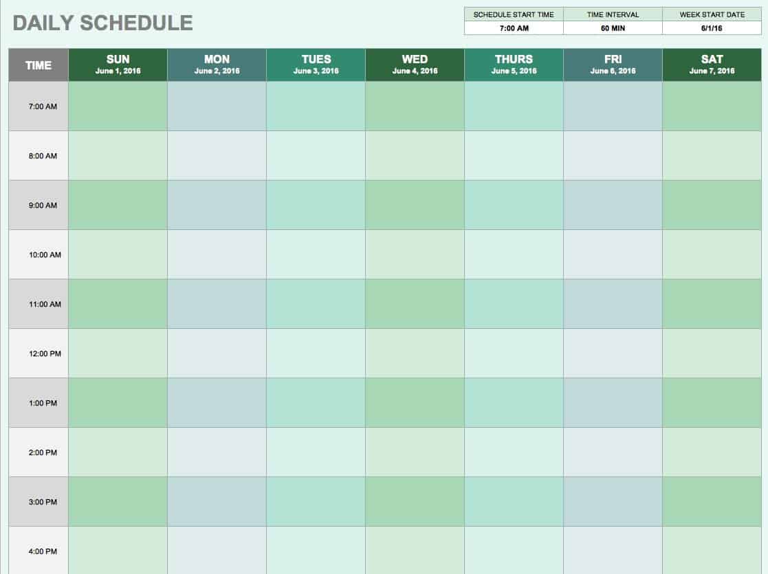 Daily Routine Chart With Time