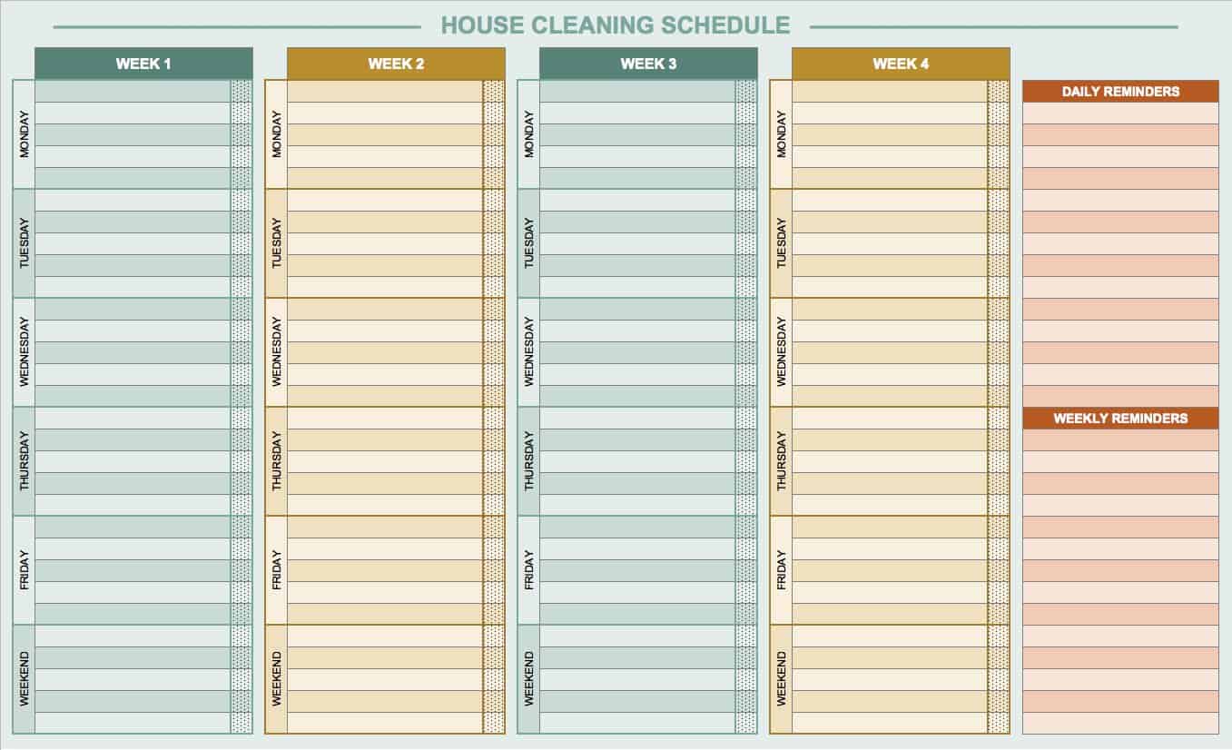 Daily Cleaning List Chart