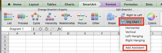 easy org charts excel add assistant