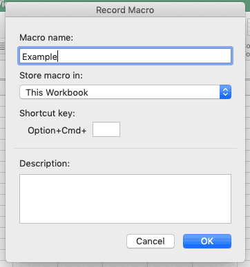 record macro name shortcut