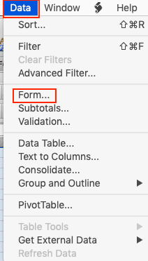 Excel Data Entry Menu Select Form