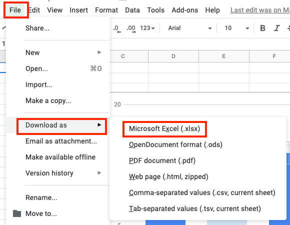 Excel vs Google Sheets Download Sheets File as Excel
