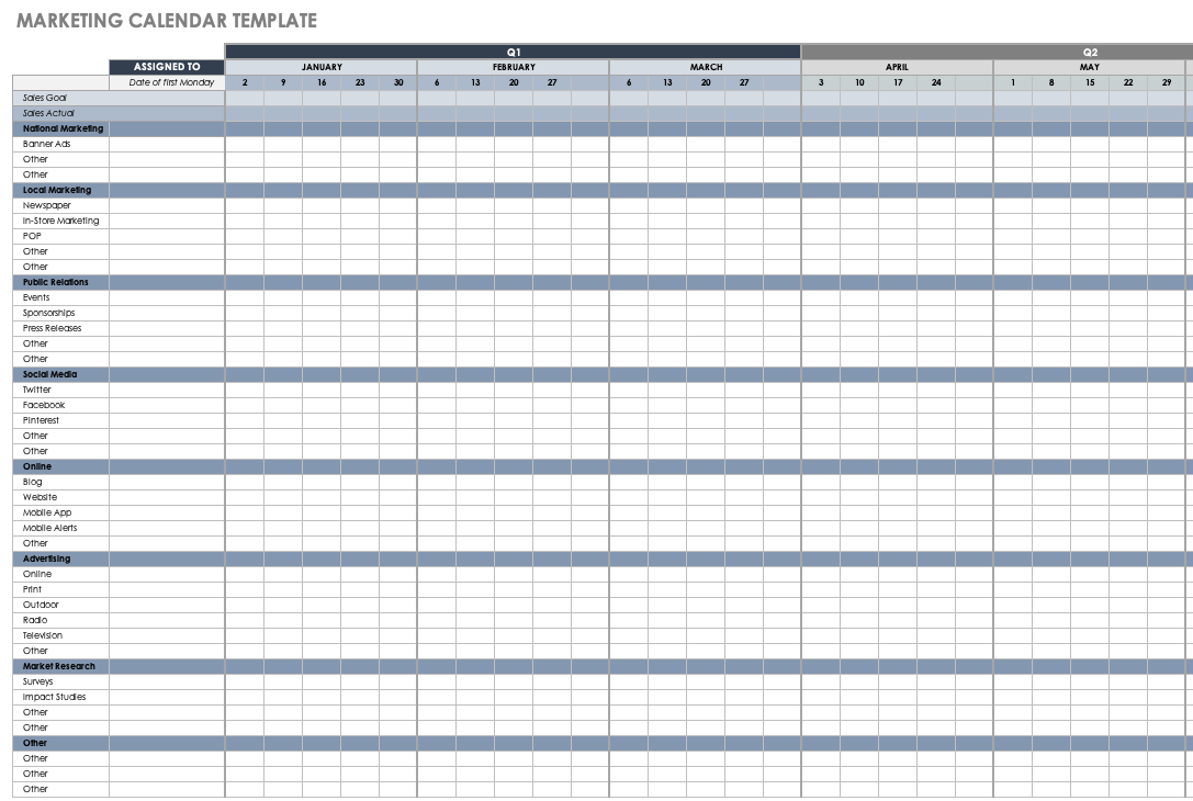 15 Free Marketing Calendar Templates Smartsheet