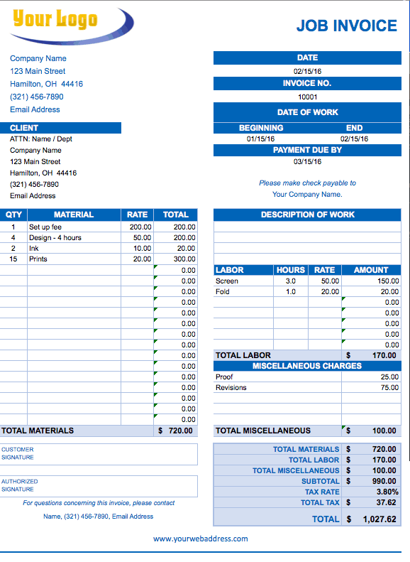 15+ Labour Invoice Template Background