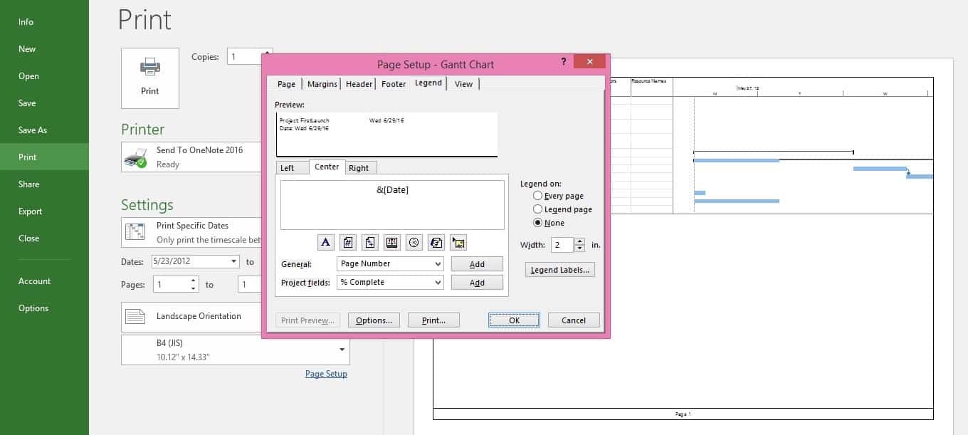 Microsoft Project Print Gantt Chart Without Legend