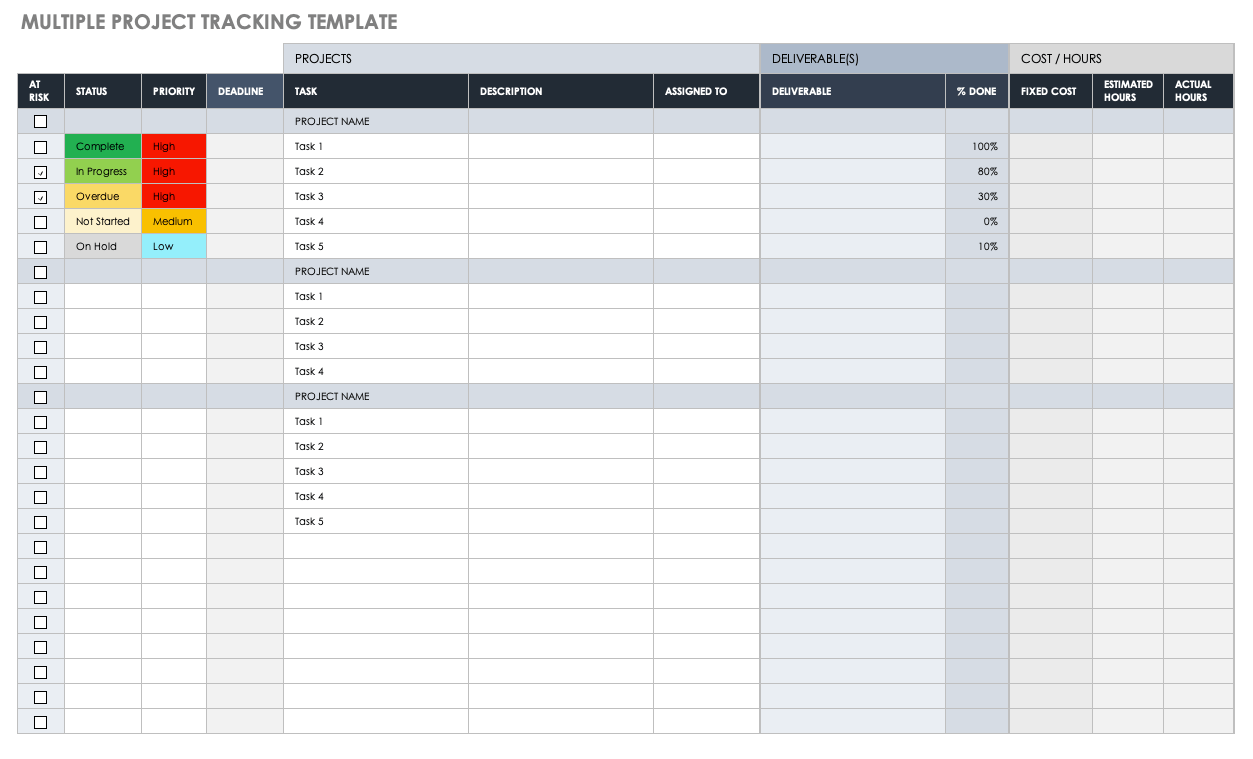Free Project Tracking Templates Smartsheet