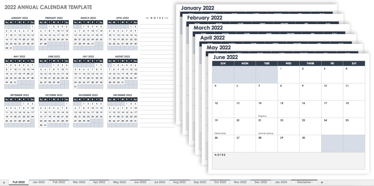 Free Printable 5 Day Monthly Calendar 2022 15 Free 2022 Monthly Calendar Templates | Smartsheet
