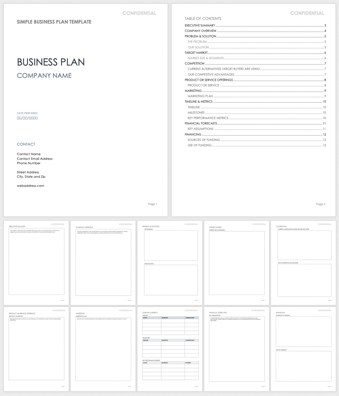 business plan paper size