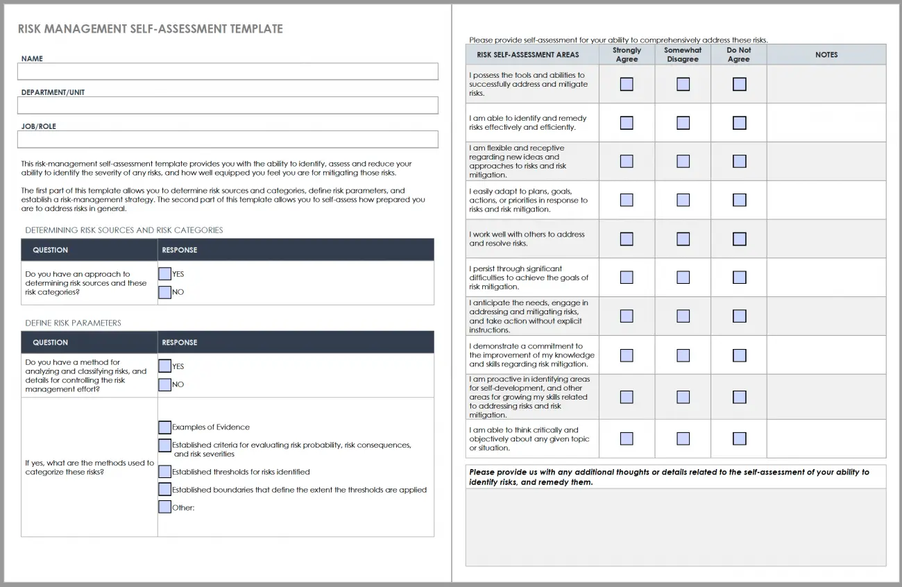 Self Assessment Template
