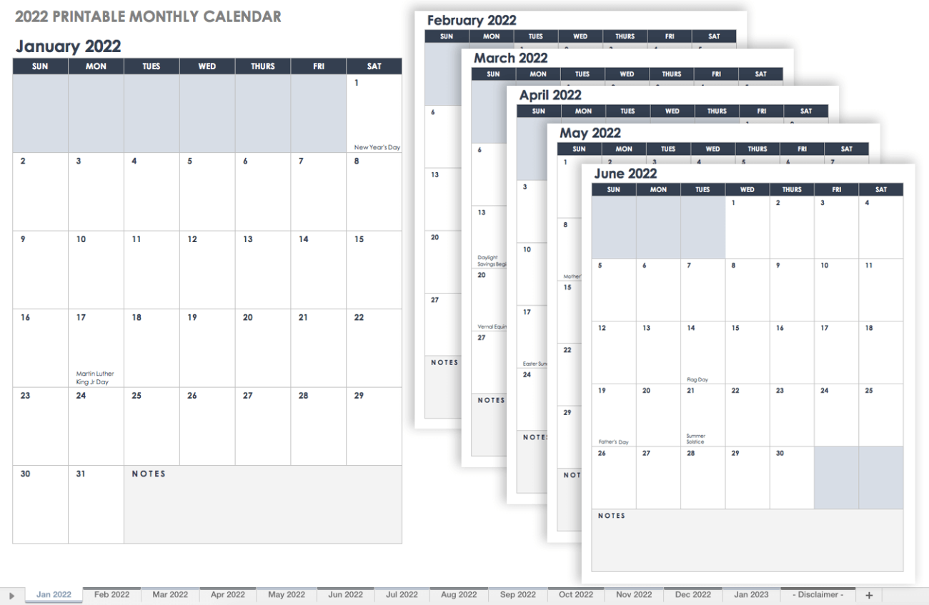 Free Google Sheets Monthly Calendar Templates Smartsheet