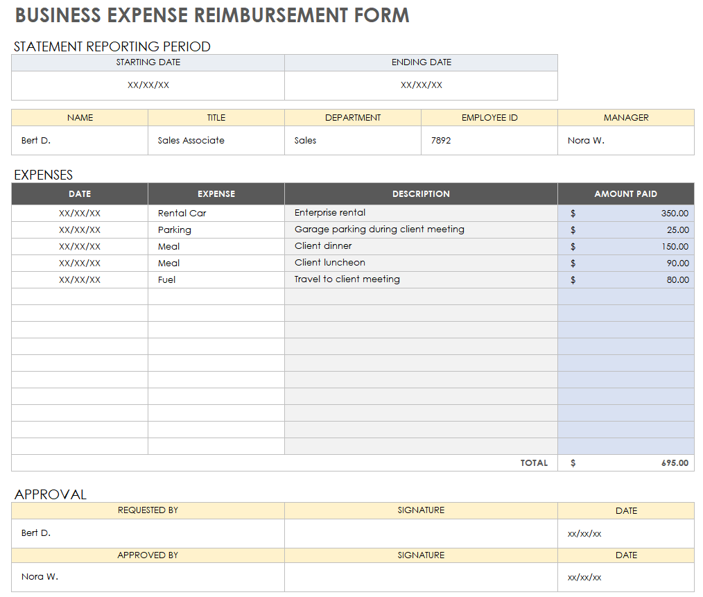 Free Expense Report Templates Smartsheet