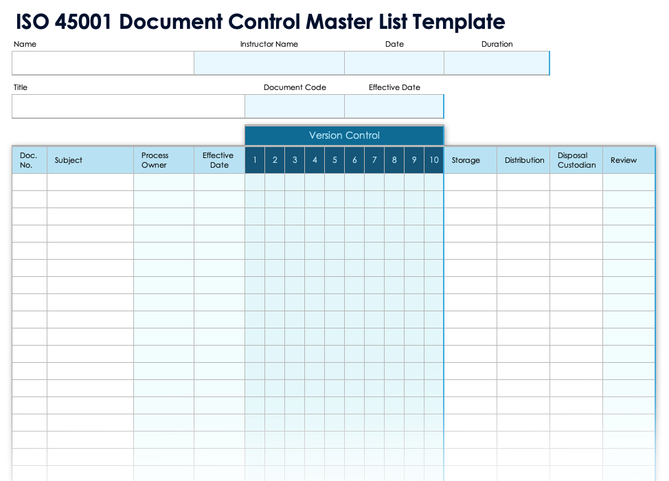 Free Document Control Templates: Plans, Registers & Logs